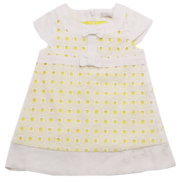 Rochiță elegantă alb și galben 3-6 luni (68cm)