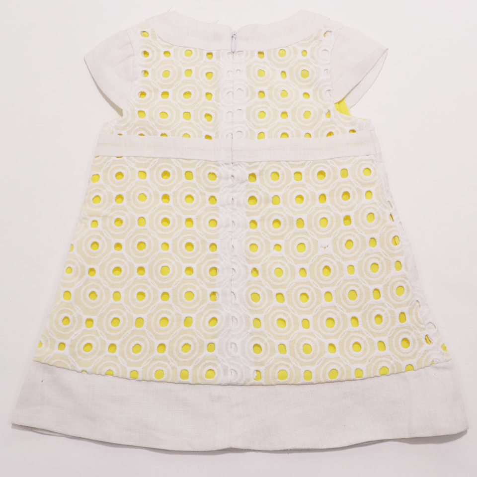 Rochiță elegantă alb și galben 3-6 luni (68cm)