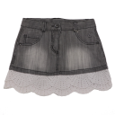 Fusta gri de blugi stretch cu broderie