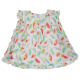 Rochiță plisată albă cu imprimeu pene colorate