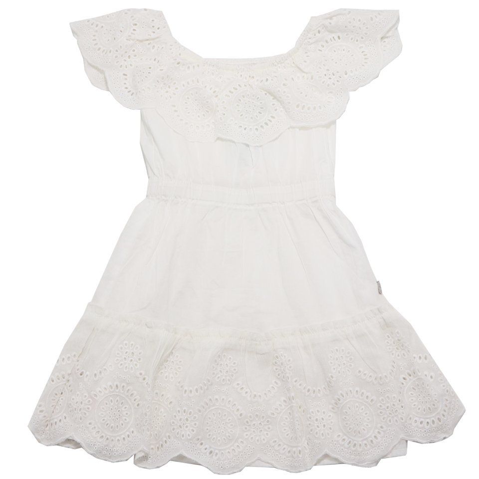 Rochiță albă cu volănașe brodate Boboli 4 ani (104cm)