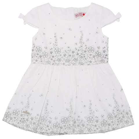 Rochiță albă cu imprimeu flori gri