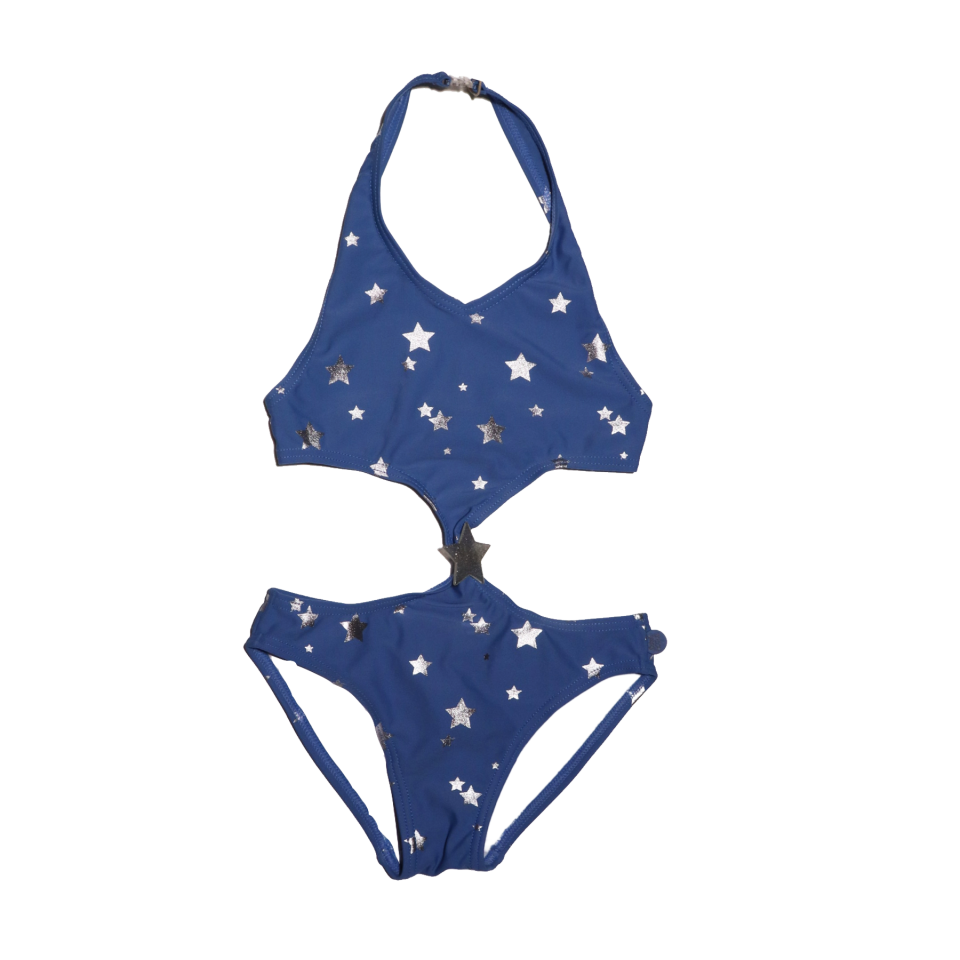 Costum de baie întreg albastru cu steluțe