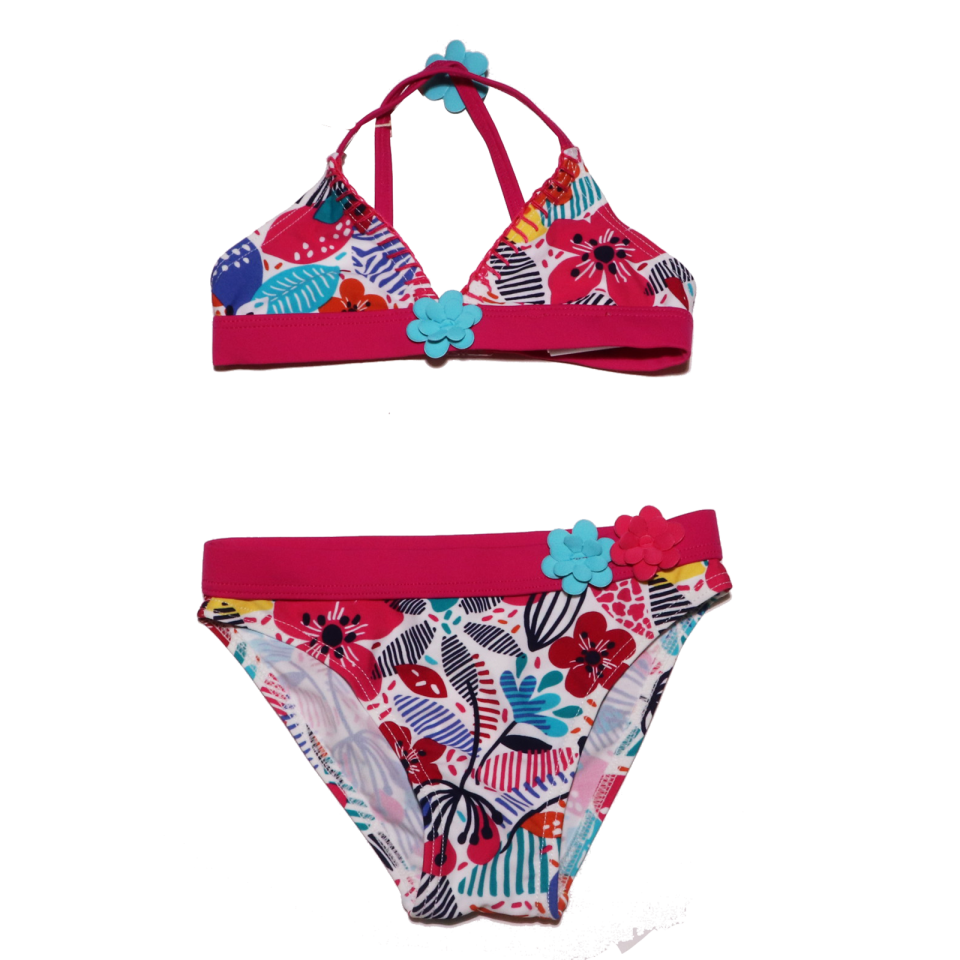 Costum de baie cu imprimeu floral multicolor