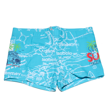 Slip de baie bleu cu imprimeu de vacanță