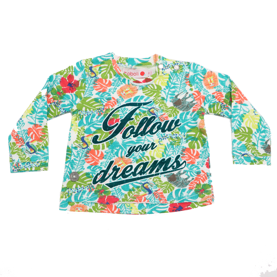 Bluză cu imprimeu frunze și flori Follow Your Dreams