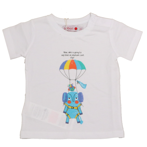 Tricou alb cu imprimeu elefant cu parașută