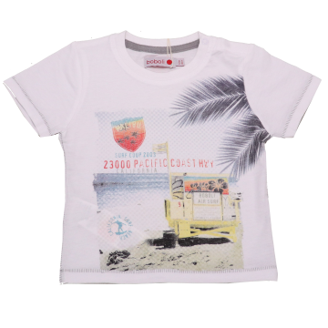 Tricou alb cu imprimeu California Surf Beach