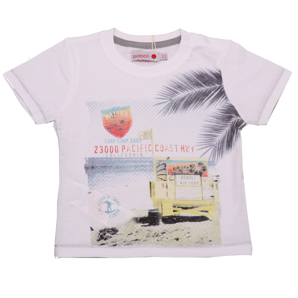 Tricou alb cu imprimeu California Surf Beach