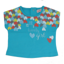 Tricou turcoaz cu inimioare și paiete