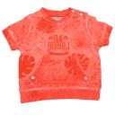 Tricou portocaliu decolorat cu buzunar în față