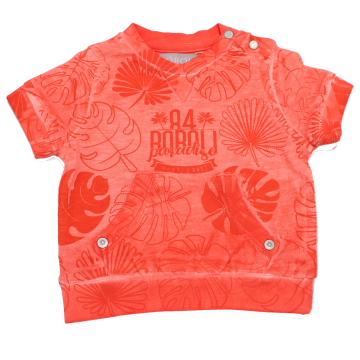 Tricou portocaliu decolorat cu buzunar în față