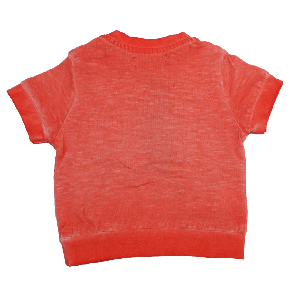 Tricou portocaliu decolorat cu buzunar în față
