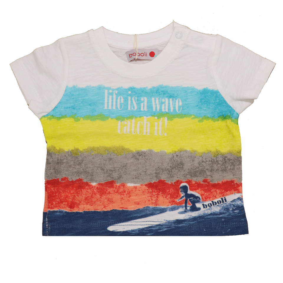 Tricou cu dungi life is a wave catch it!