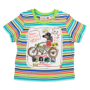 Tricou cu dungi și imprimeu zebră pe bicicletă