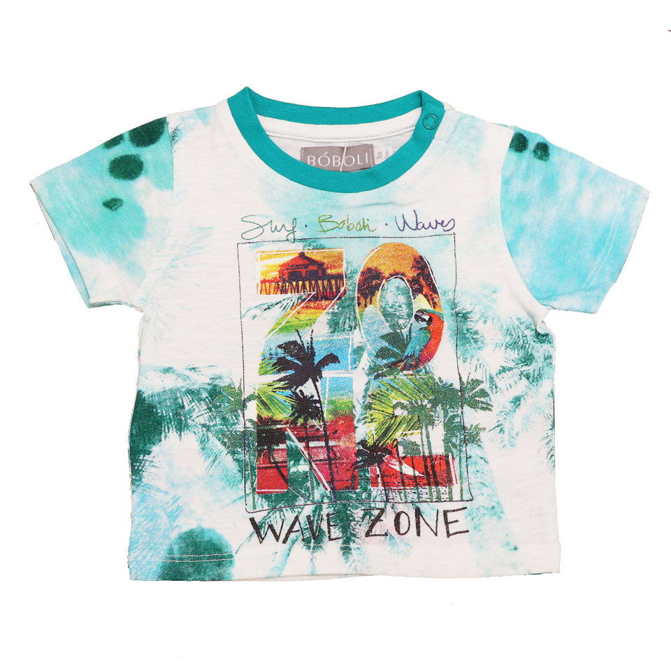 Tricou alb și verde Wave Zone