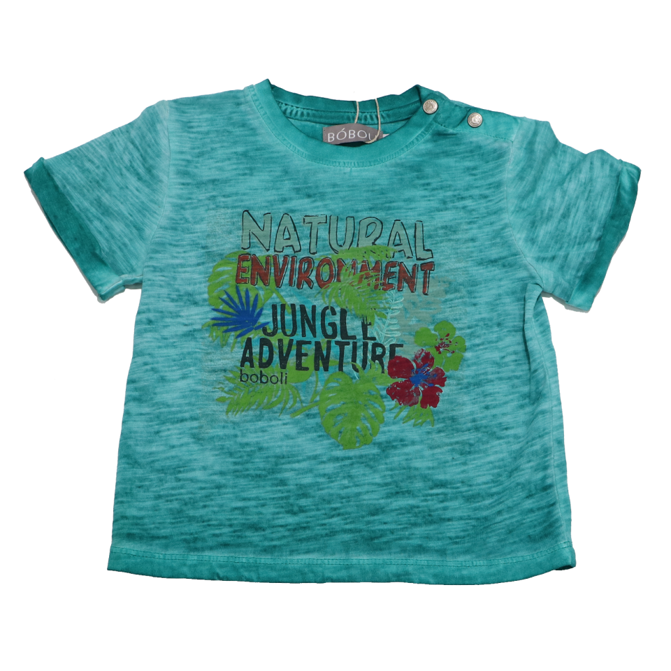 Tricou verde decolorat Jungle Adventure