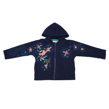 Hanorac subțire bleumarin cu imprimeu Tropical paradise