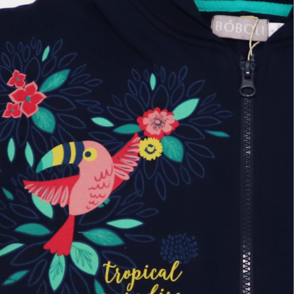 Hanorac subțire bleumarin cu imprimeu Tropical paradise