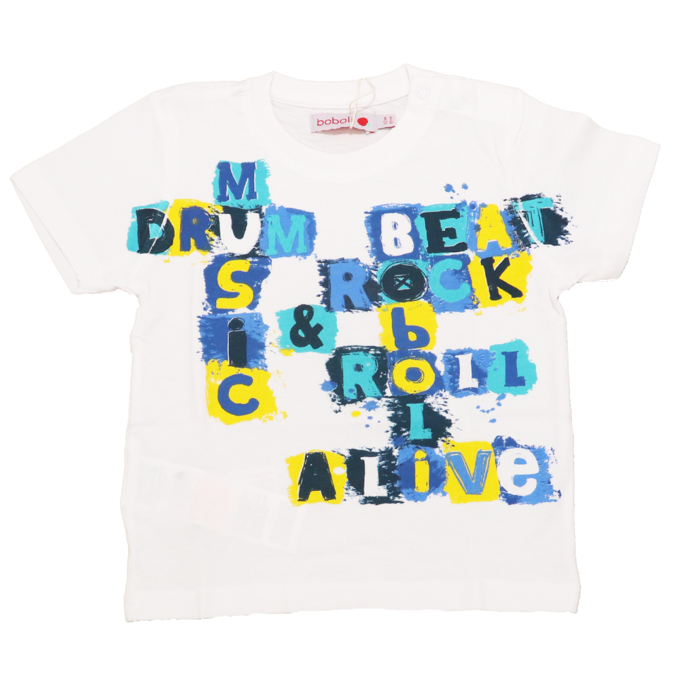 Tricou alb cu imprimeu tip scrabble