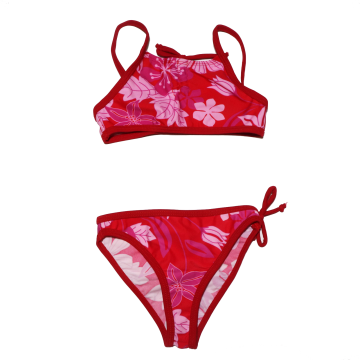 Costum de baie roșu și roz din două piese