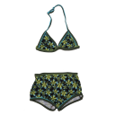 Costum de baie verde cu imprimeu retro