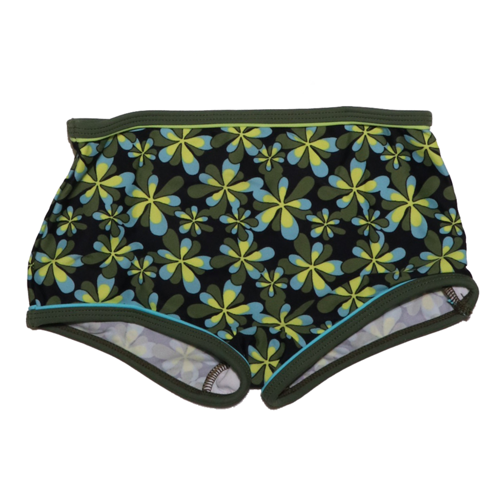Costum de baie verde cu imprimeu retro