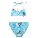 Costum de baie verde și bleu din două piese