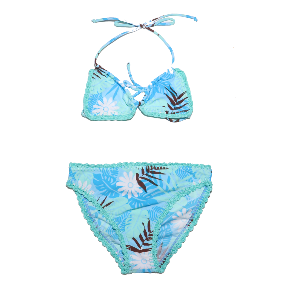 Costum de baie verde și bleu din două piese