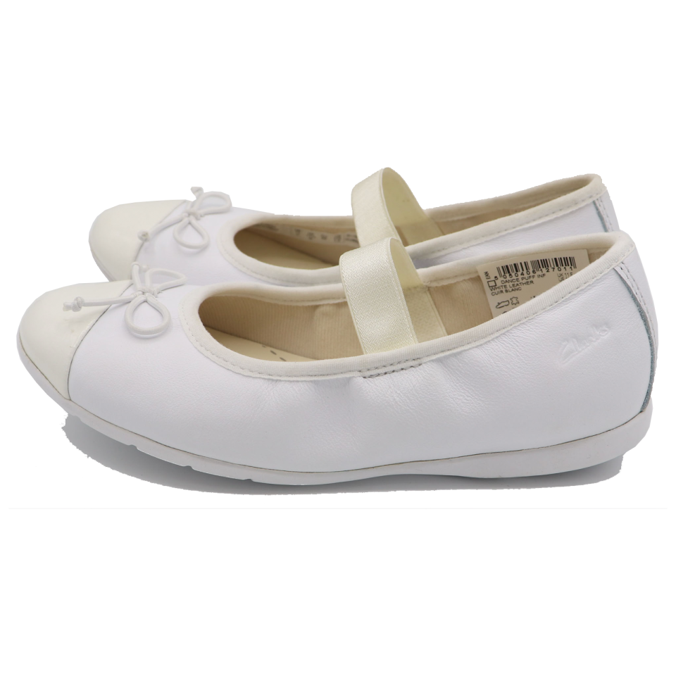 Balerini albi Clarks din piele și piele lăcuită