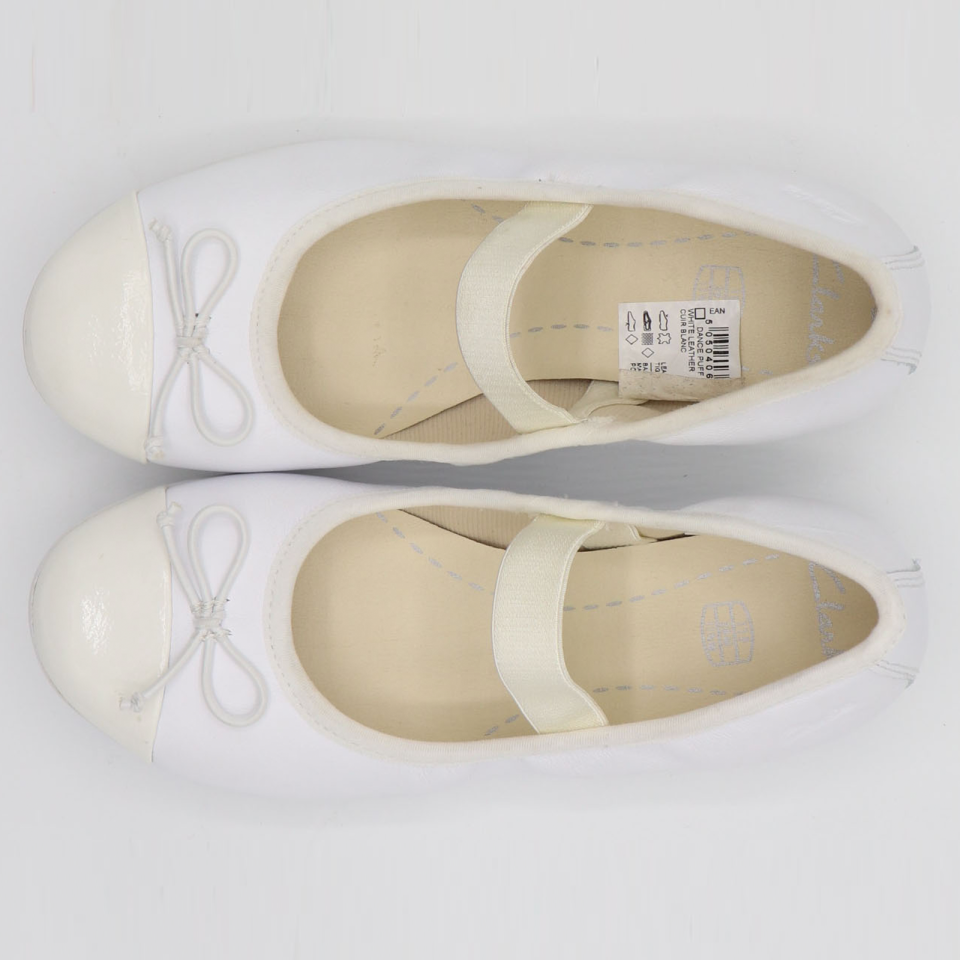 Balerini albi Clarks din piele și piele lăcuită