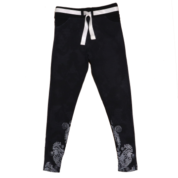 Colanți negri cu model și imprimeu abstract