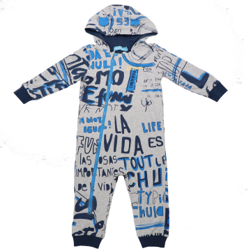 Salopetă reversibilă gri-albastru