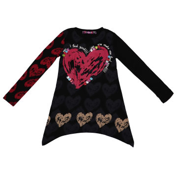 Bluză tip tunică cu imprimeu inimioare