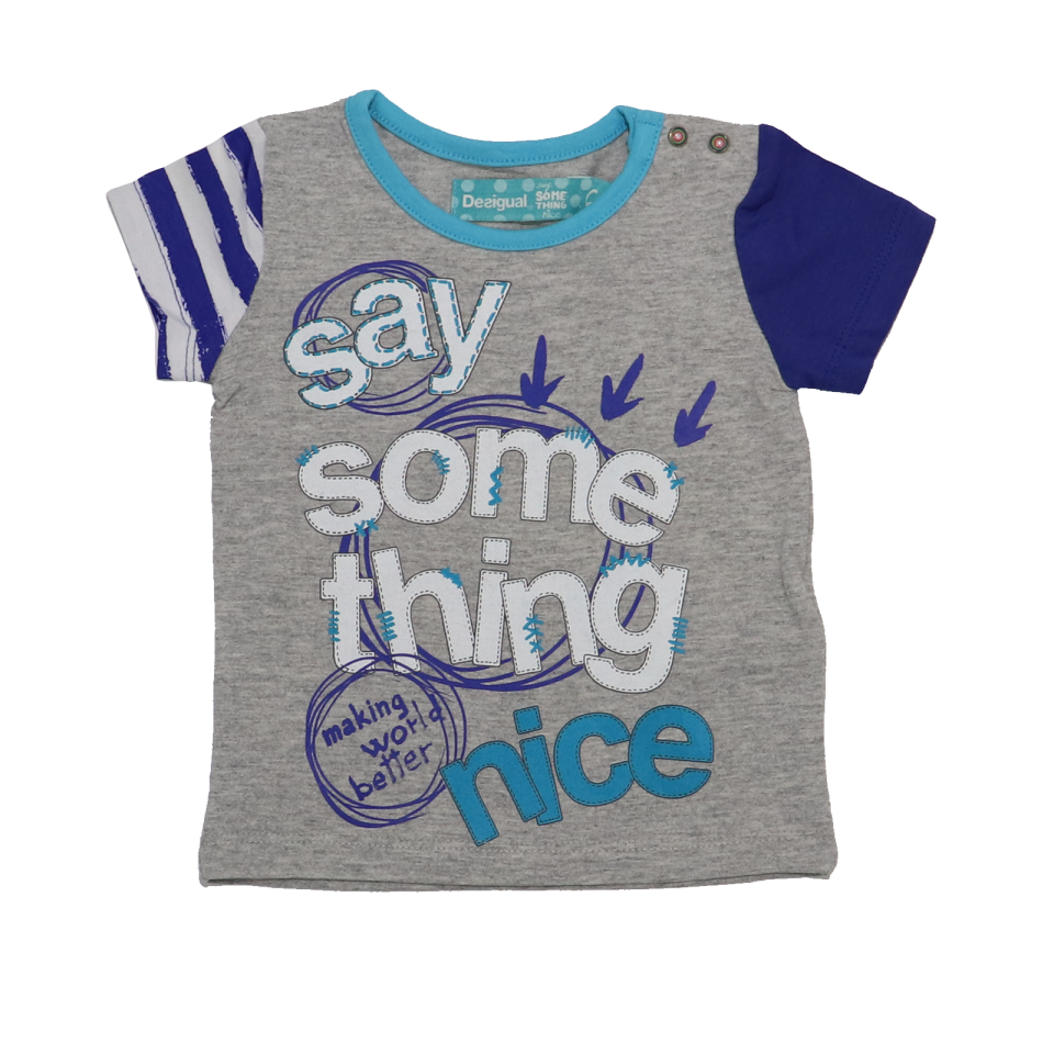 Tricou gri "Say something nice"