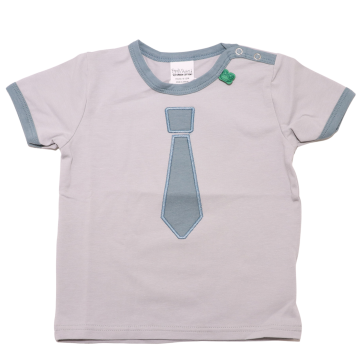 Tricou bleu pudrat cu imprimeu cusut cravată