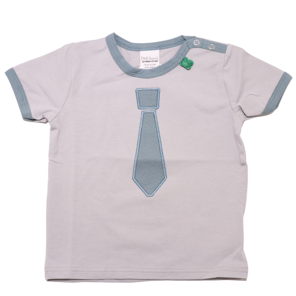 Tricou bleu pudrat cu imprimeu cusut cravată