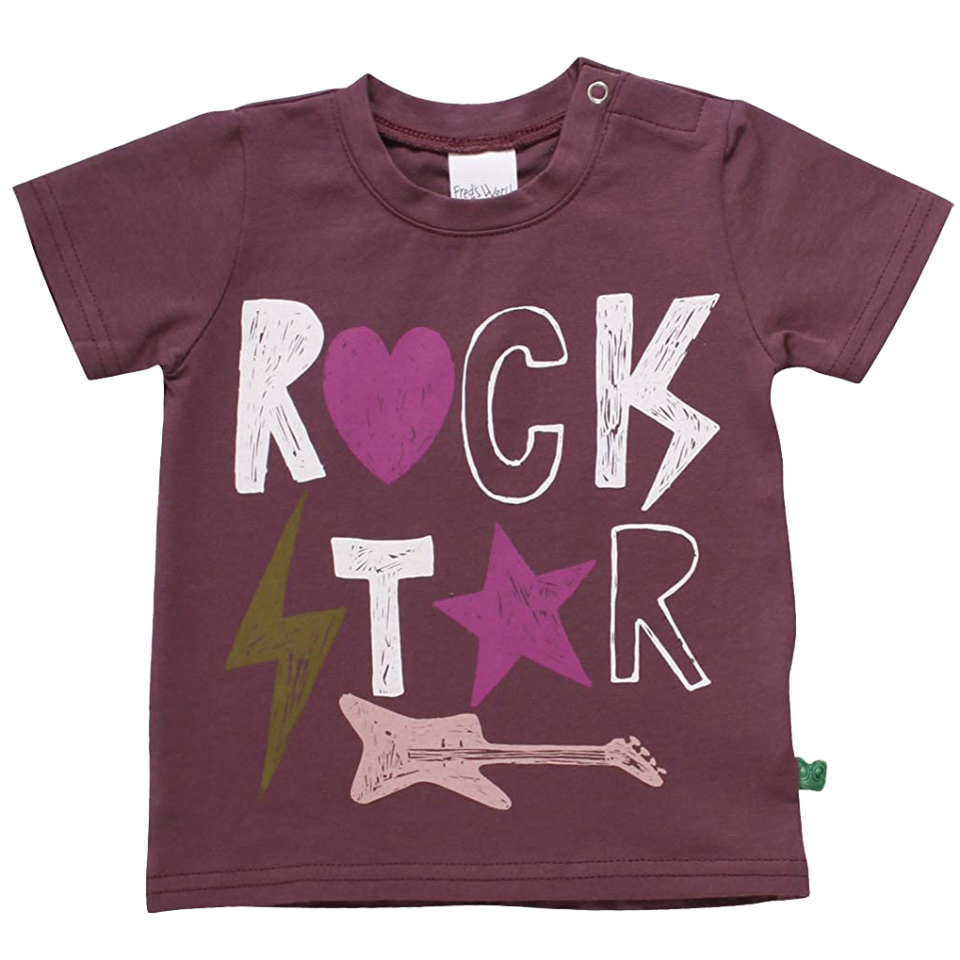 Tricou mov prună cu imprimeu text Rock Star