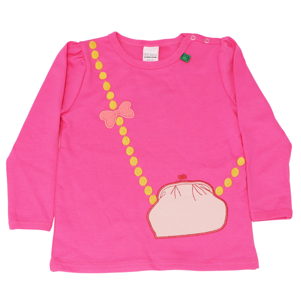 Bluză roz fucsia cu imprimeu cusut gentuță
