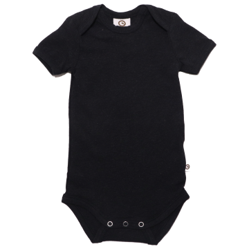 Body cu mânecă scurtă gri închis din bumbac organic