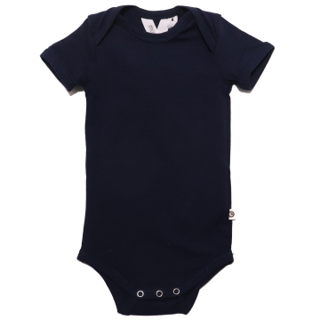 Body cu mânecă scurtă bleumarin din bumbac organic