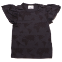 Tricou negru din lyocell cu imprimeu hartă