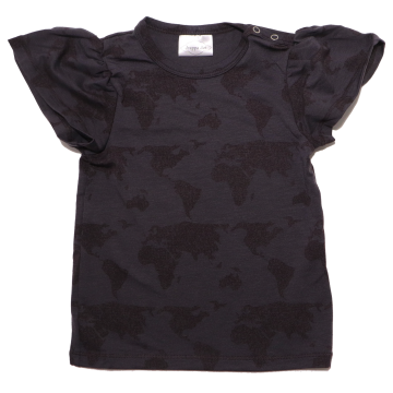 Tricou negru din lyocell cu imprimeu hartă
