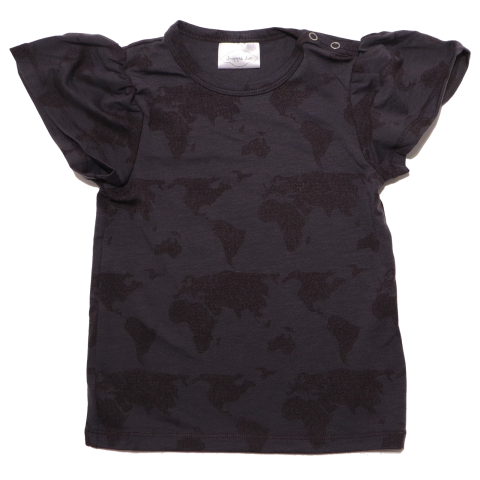 Tricou negru din lyocell cu imprimeu hartă