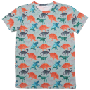 Tricou verde cu imprimeu dinozauri colorați