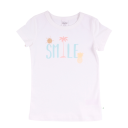 Tricou alb cu mânecă scurtă și imprimeu text pentru fete