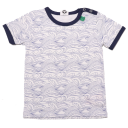 Tricou alb cu imprimeu valuri bleumarin
