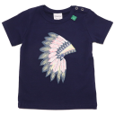 Tricou bleumarin cu aplicație pene indian