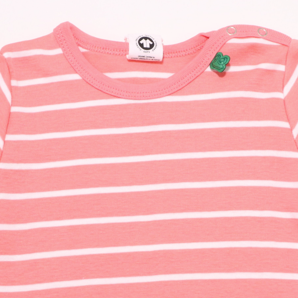 Tricou corai cu dungi albe