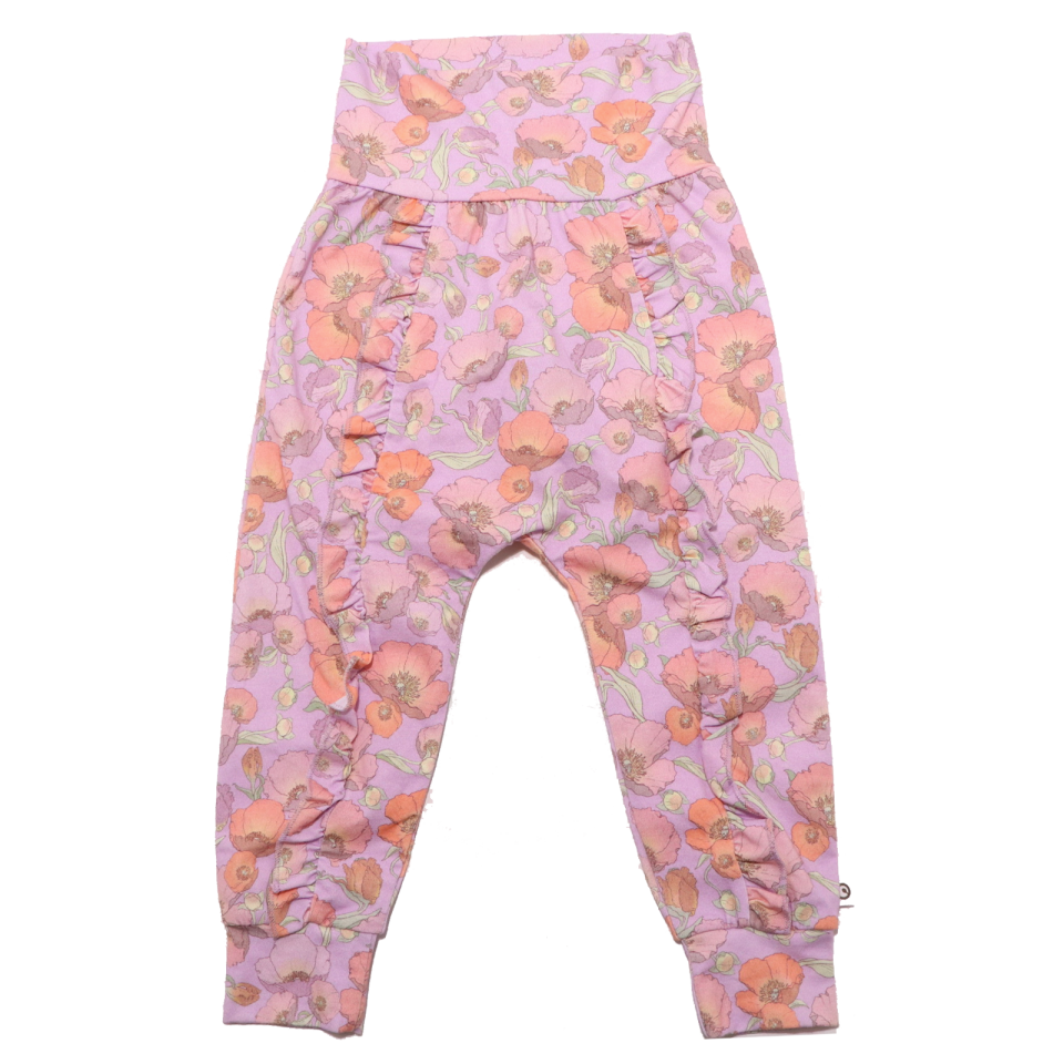 Pantaloni roz și lila cu imprimeu floral Spicy Vintage